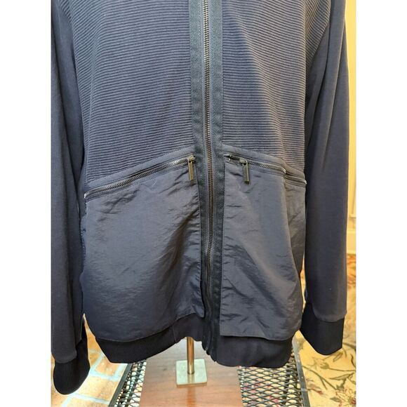 Perry Ellis Men’s Mixed Media Full Zip Sweater Sz. XXL Blue Zip Pockets - Picture 3 of 10